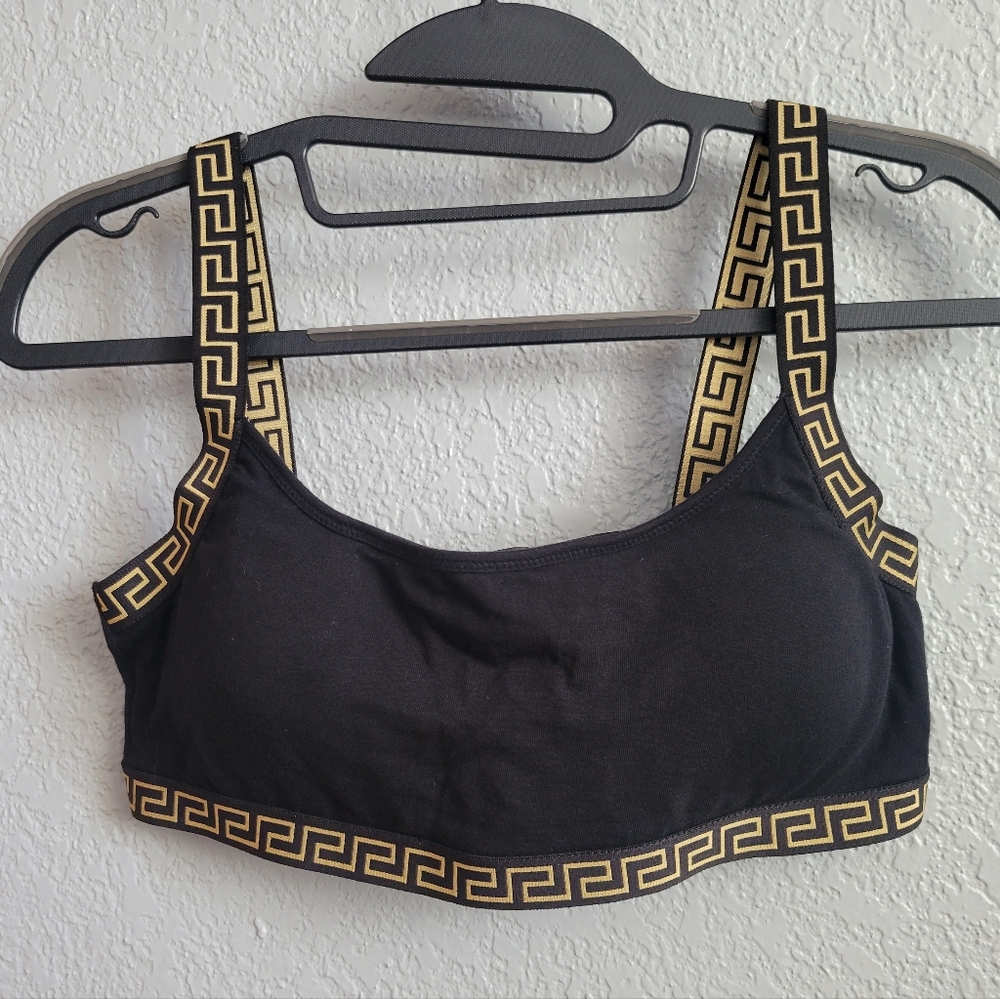 Versace Greca Border Cotton Jersey Bralette